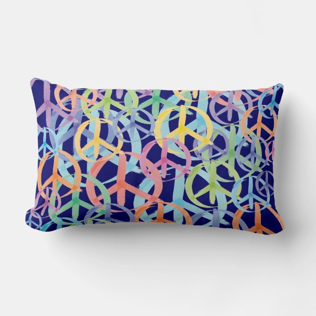 Peace Symbols Art Lumbar Cushion (Front)