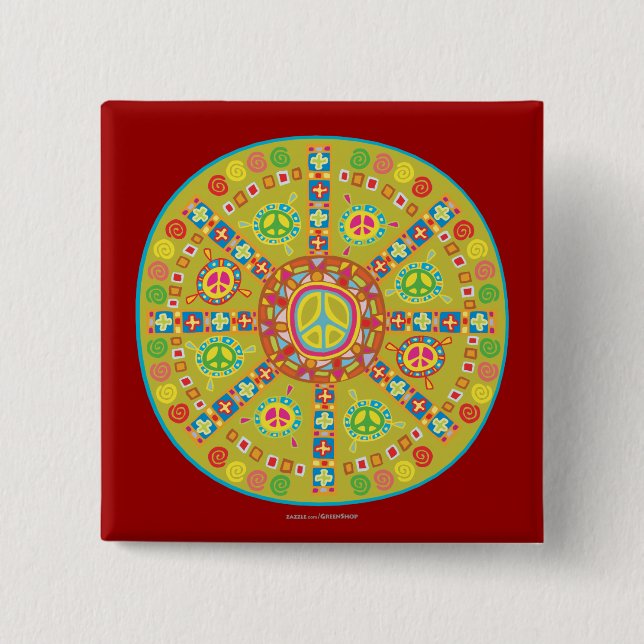Peace Symbols Design 15 Cm Square Badge (Front)