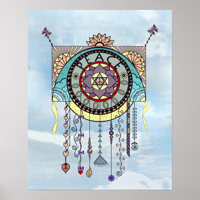 Peace Symbols Kite Dangle Print (Front)
