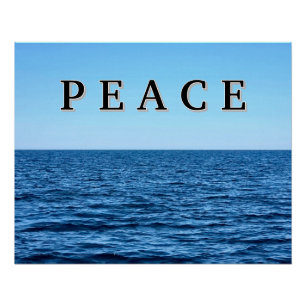 PEACE Text On Blue Lake Michigan Poster