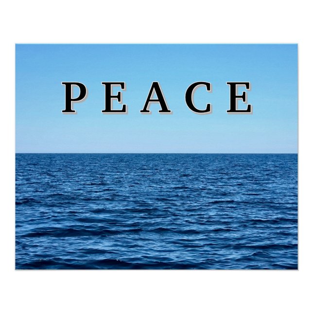 PEACE Text On Blue Lake Michigan  Poster (Front)