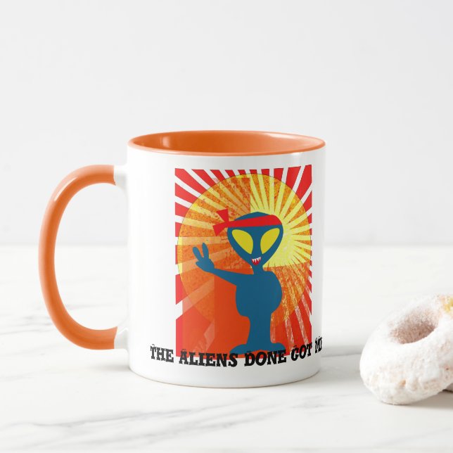 Peace The Aliens Done Got Me Mug (With Donut)
