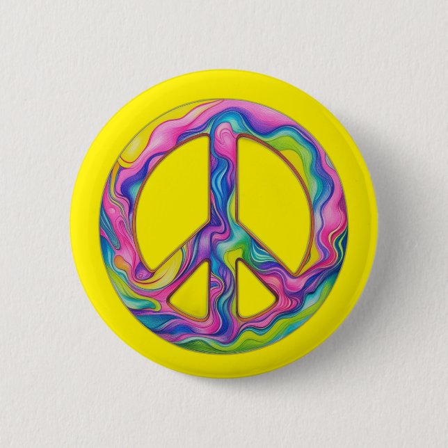 Peace-Themed psychedlic Inspiring message 6 Cm Round Badge (Front)