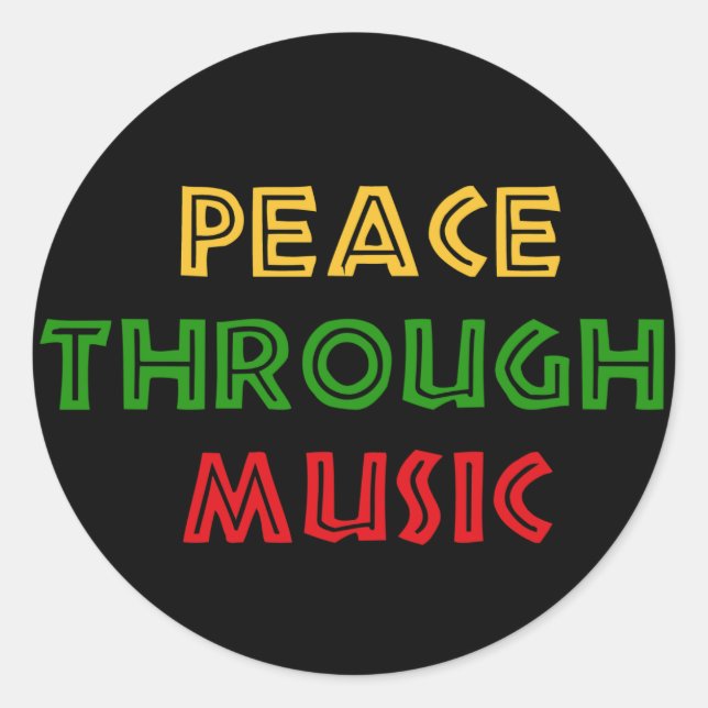 Peace Through Music Classic Round Sticker (Front)
