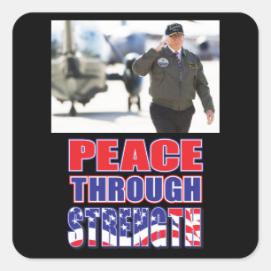 Peace Through Strength Square Sticker