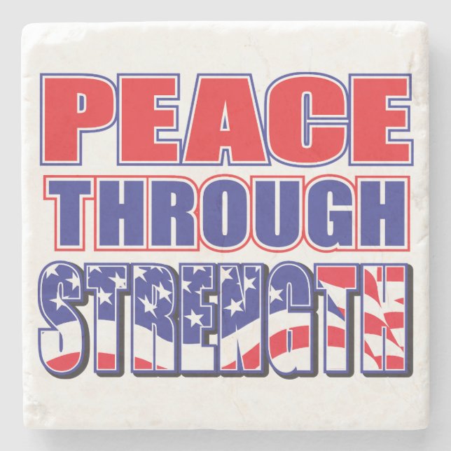 Peace through Strength Stone Coaster (Front)