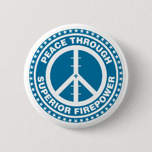 Peace Through Superior Firepower - Blue 6 Cm Round Badge