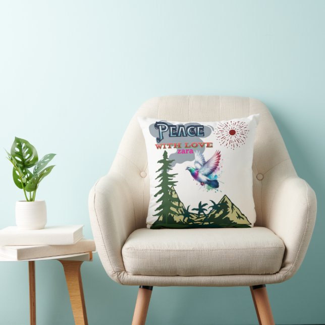 Peace Throw Pillow – Minimalist Zen Home Decor  (Chair)