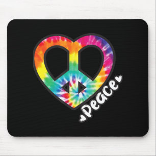 Peace Tie Dye Vintage Heart Hippie Retro Groovy Mouse Pad
