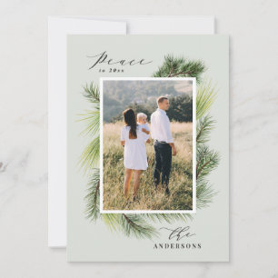 Peace to 2020 modern pine foliage christmas holiday card