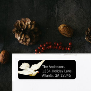 Peace to All Elegant White Dove on Black