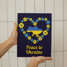 Peace to Ukraine Floral Wreath Flag Map Small