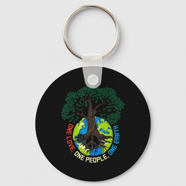 Peace Tree Love - Environmental Protection Earth D Key Ring (Front)