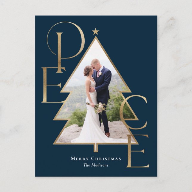 Peace Tree Modern Holiday Photo Card Postcard (Front)