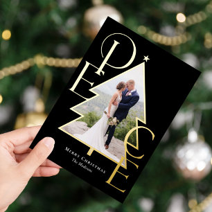 Peace Tree REAL FOIL Modern Holiday Photo Card