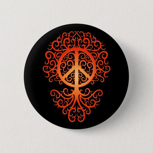 Peace Tree, red and black 6 Cm Round Badge (Front)