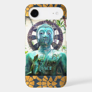 Peace Turquoise Buddha Photo With Gold Mosaic