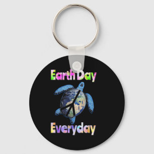Peace Turtle Earth Day Everyday Turtle Watercolor Key Ring