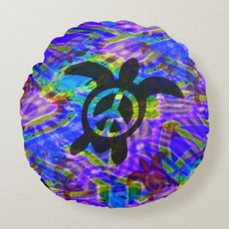 Peace Turtle Round Cushion