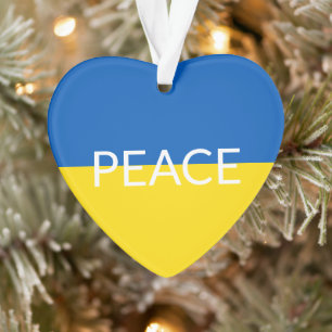 Peace Ukraine flag blue yellow custom text Ornament