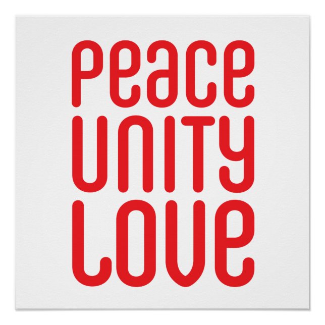 PEACE UNITY LOVE ♥ 20" x 20", Poster Paper (Front)