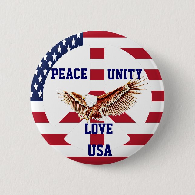 Peace,Unity,Love,USA_Button 6 Cm Round Badge (Front)