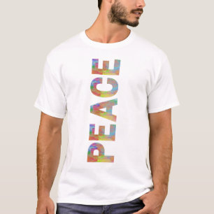Peace Vertical Colourful Text Design T-Shirt