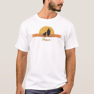 Peace Walking Monk with Aloka Dog – Walk for Peace T-Shirt