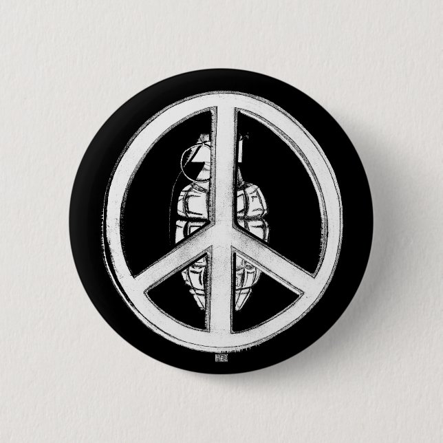 Peace & War (White) 6 Cm Round Badge (Front)
