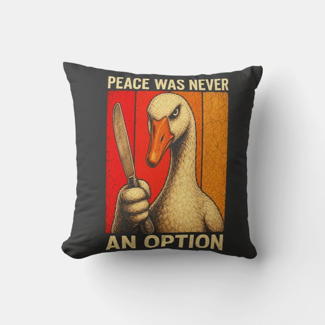 Peace Was Never An Option Goose Retro Sunset Meme Cushion (Front)