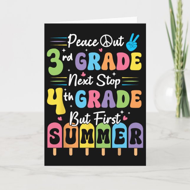 Peace We Out 3rd Grade Summer Graduation Third Gra Card (Front)