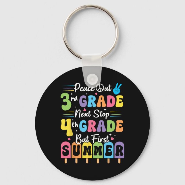 Peace We Out 3rd Grade Summer Graduation Third Gra Key Ring (Front)