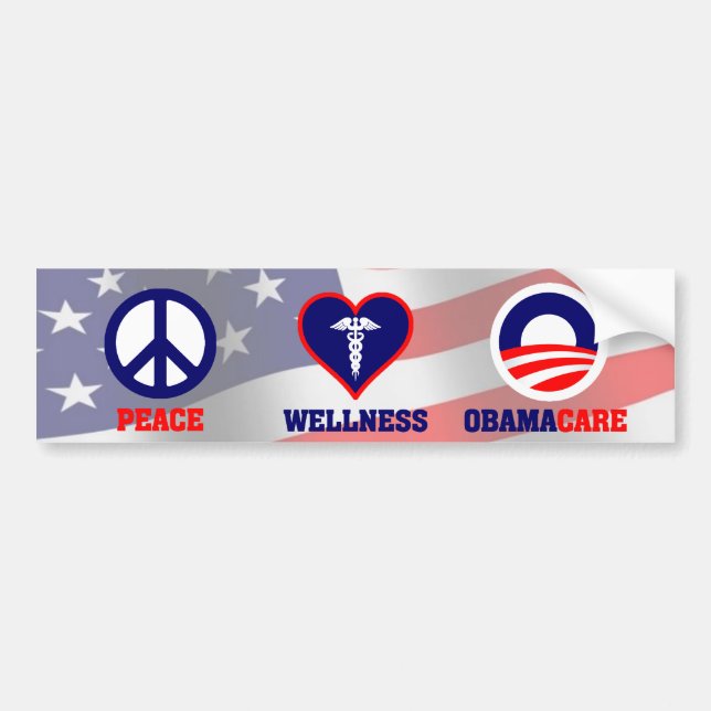 Peace, Wellness, Obamacare Bumper Sticker (Front)