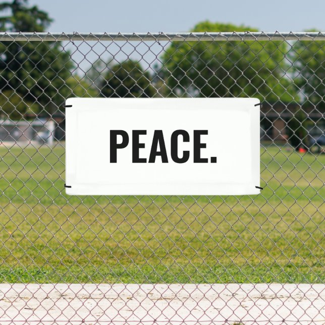 Peace white and black text minimalist anti war banner (Insitu)
