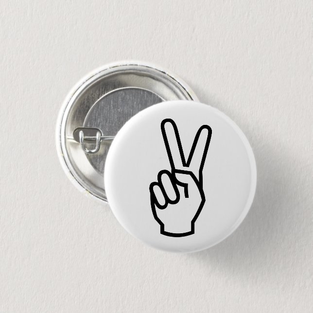 Peace white black hand sign modern graphic 3 cm round badge (Front & Back)