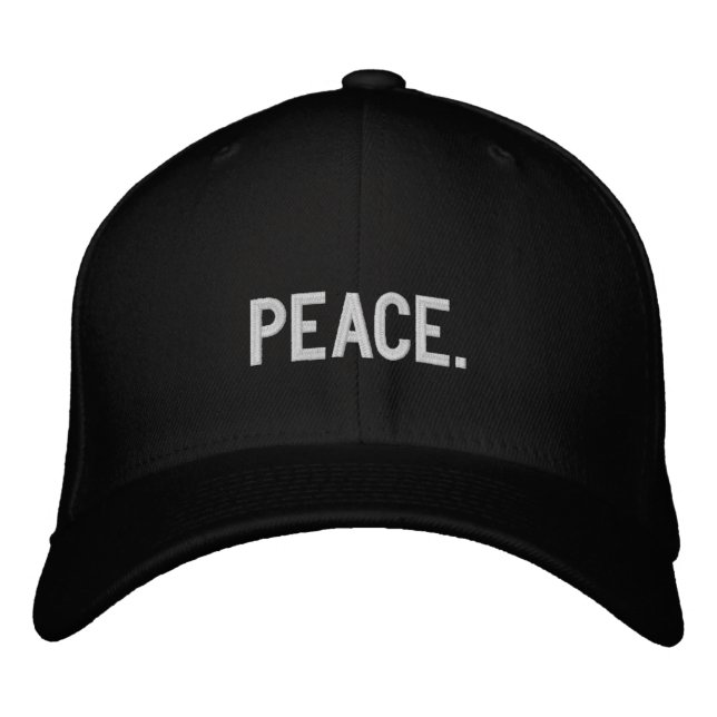 Peace white minimalist modern custom text embroidered hat (Front)