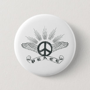 peace wing 6 cm round badge