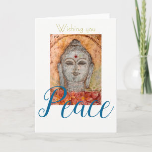 Peace Wish Buddha Watercolor Art Greeting Card