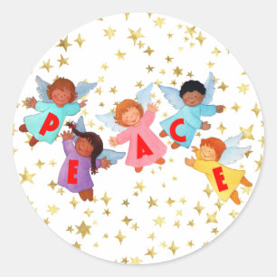 Peace with Angels Classic Round Sticker