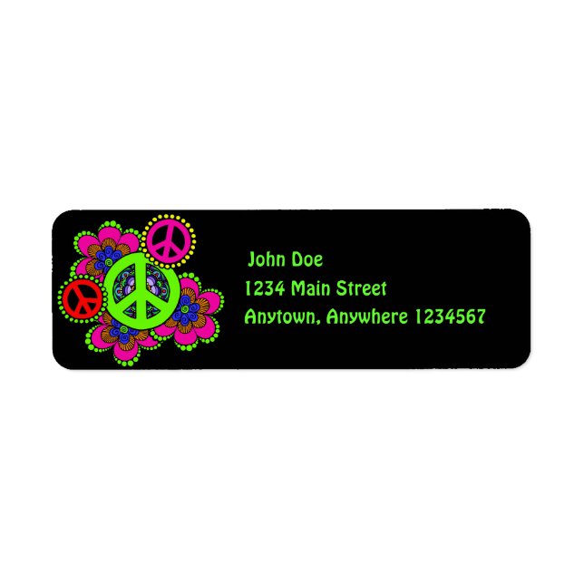 Peace With Flowers Return Address Label (Front)