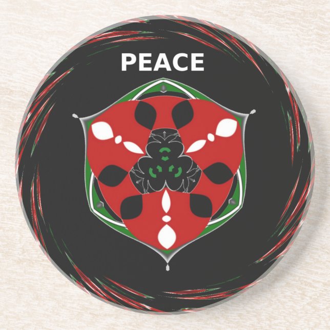"Peace: with Shield Emblem" Art Print Coaster (Front)