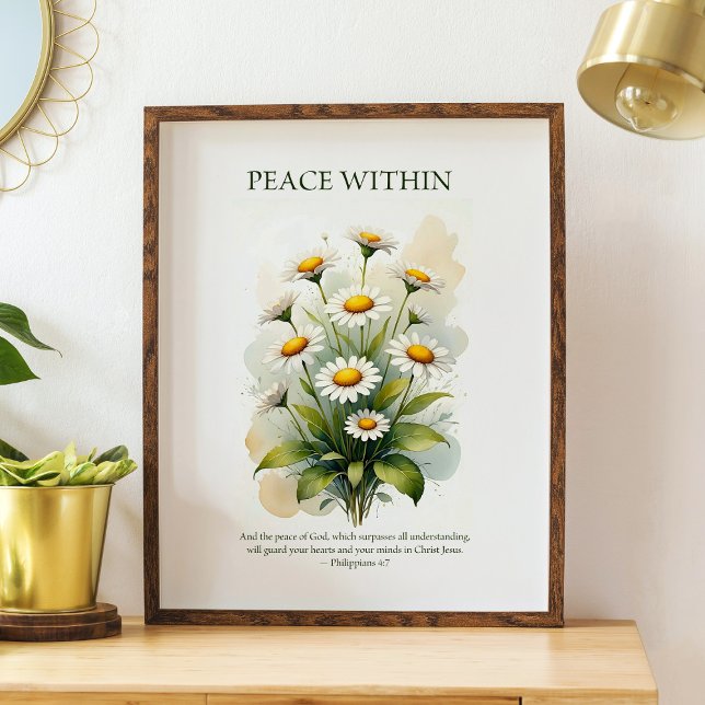 Peace within, floral daisy Christian wall art (Creator Uploaded)