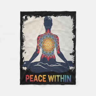 Peace Within Mandala Yoga Meditation Design Fleece Blanket