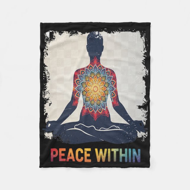 Peace Within Mandala Yoga Meditation Design  Fleece Blanket (Front)
