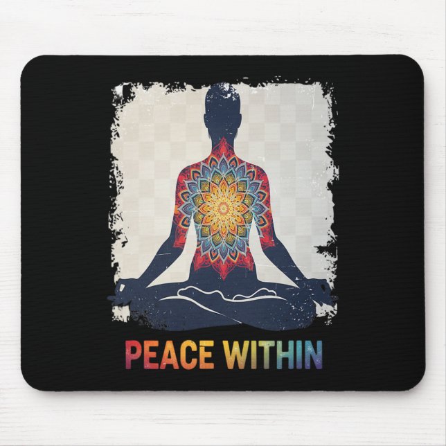 Peace Within Mandala Yoga Meditation Design  Mouse Pad (Front)