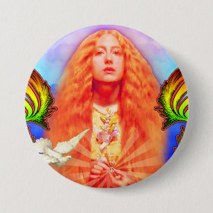 Peace Woman with Dove Button
