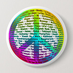 Peace World Language 10 Cm Round Badge
