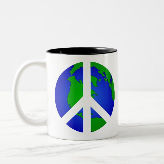 Peace World Peace Two-Tone Coffee Mug (Left)