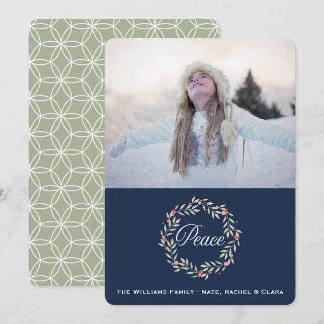 Peace Wreath | Custom Photo Holiday Greeting Card (Front/Back)