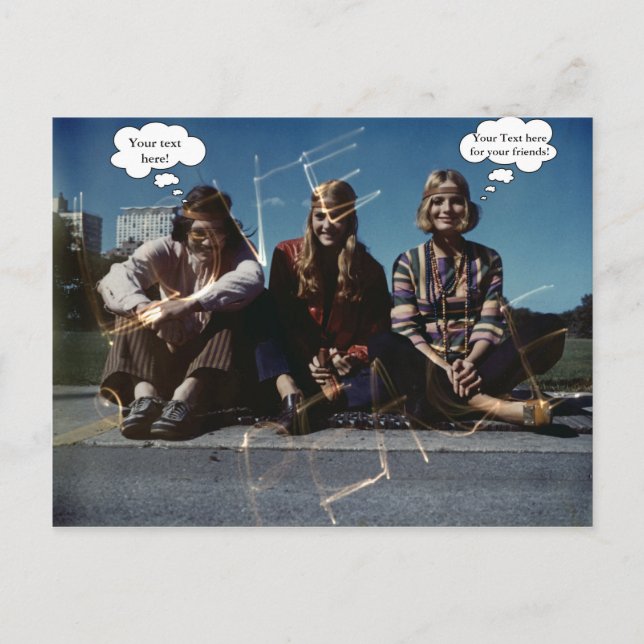 Peace Young Hippies Free Love 1960's Custom Text Postcard (Front)